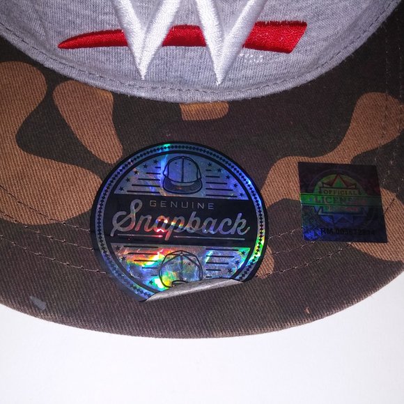 Genuine Snapback Adult Mens Womens Unisex Cap Hat WWE Wrestling Camo Gray Preown - Picture 5 of 16